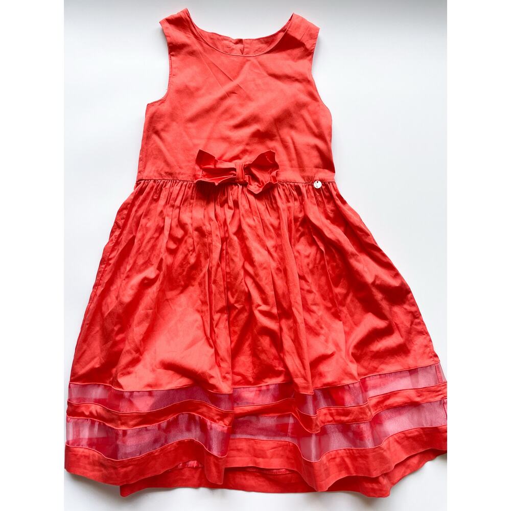 Girl's Floriane Cotton Red Orange Sleeveless Dress Size 10Y